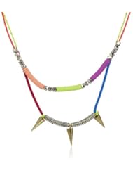 Steve Madden Multi-Colored Mixed Bead and Spike 2 Row Long Necklace, 28"