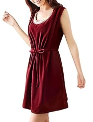 Scoop Neck Short Stretchy Shirred  Belted Cotton/Polyester Prom Dress/Mini Dress  With Pearls