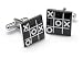 Rhodium plated tic tac toe cufflinks with presentation box
