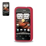New Fashionable Perfect Fit Soft Silicon Gel Protector Skin Cover (Faceplate/Snap On) Rubber Cell Phone Case SCREEN PROTECTOR for HTC Droid Incredible 6300 Verizon - RED
