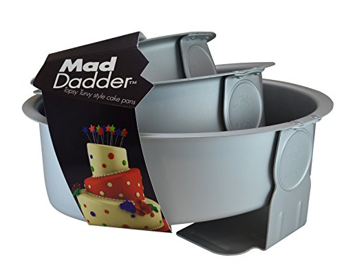 Fat Daddios Mad Dadder Round Topsy Turvy Cake Pan Set, 3 Piece