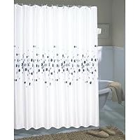 Carnation Home Fashions Dots Extra Wide Printed Fabric Shower Curtain, 108-Inch by 72-Inch