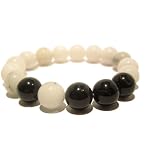 Quartz Bracelet 11 Stretch Tourmaline White Black Crystal Healing Gemstone