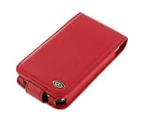 Apple iPhone 1st Generation Red Premium Leather Flip Case with Rotating Belt Clip (Not Compatible with iPhone 3G)