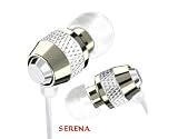 White SERENA Metal Replacement In-Ear Metal 3.5mm Stereo EarBud EarPhones HeadPhones Headset for all Apple iPhone, iPod Generation Shuffle Nano Mini Video Classic Touch / Creative Zen / ZUN / Sony / Sansa / Samsung other MP3 / MP4 / CD / DVD Players which have 3.5mm Audio Socket