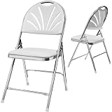 Phoenixx Fan Back Folding Chair with Padding Color: White Chrome (4pcs Set)