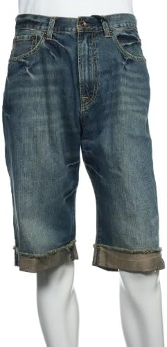Ed Hardy by Christian Audigier Men's Blue Distressed Long Shorts