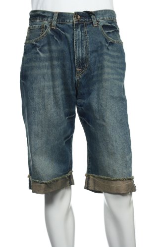 Ed Hardy by Christian Audigier Men's Blue Distressed Long Shorts