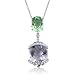 14k White Gold Amsthyst Gem Diamond Pendant Necklace, TW: 10.44 carat