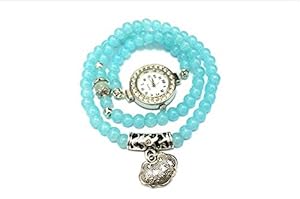 New Art(TM)blue Metal Faux Pearl Glass Beads Bracelet.a Fashion Bracelet Watch