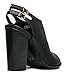 Peep Toe Bootie -Stacked high Heel - Open Toe Ankle Boot Cutout Ankle Strap