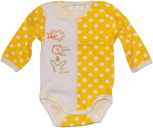 JM Baby Girls Happy Animals Organic Cotton Bodysuit 9-12M yellow