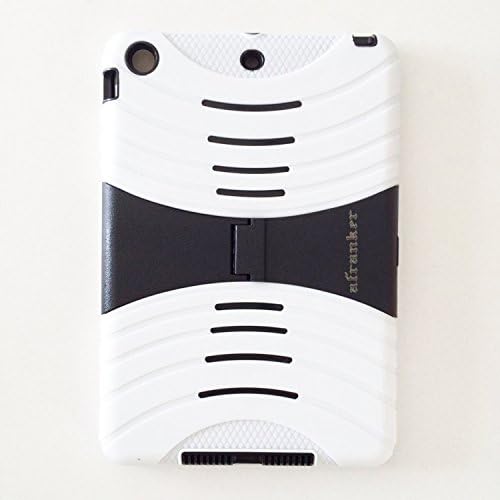 Ipad Mini / Ipad Mini 2 Case Lightweight Shockproof Drop Resistance Rugged Silicone + Plastic 2 Layer Hybrid Defender Super Protection Case and Built-in Kickstand White