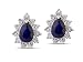 10k White Gold Pear Shaped Created Blue Sapphire and Diamond-Accent Earrings (0.01 cttw, I-J Color, I1-I2 Clarity)