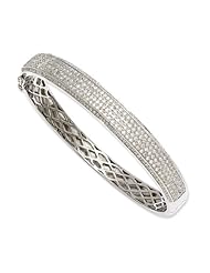 Sterling Silver & Cz Brilliant Embers Hinged Bangle Bracelet