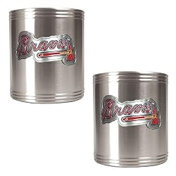 Atlanta Braves MLB 2pc Stainless Steel Can Holder Set- Primary Logo by Great American Products