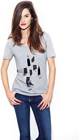 Street People Atelier Women's Eye-Conic New York T-Shirt, Medium, Gritty City Gray