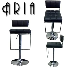 Aria Modern Adjustable Leather Bar Stool (Set of 2) - Black by Modern Bar Stools
