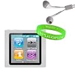 Premium Soft Clear Silicon Cover for Apple iPod Nano 6th Gen Skin Case ( 6th Generation Nano, 6G, 6th Gen ) compatible with 8GB / 16GB + White Headphones + Live * Laugh * Love Vangoddy Wrist Band!!!
