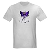 Butterfly Kisses Tanzanite Ash Grey T-Shirt Art Light T-Shirt by CafePress
