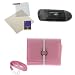 Gtmax 3pcs Pink Stripe Leather Case+usb Memory Card Reader +