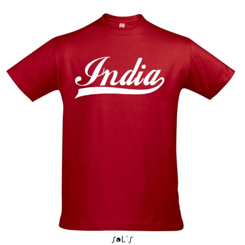 T-Shirt – India Oldschool Indien LÄNDERSHIRT EM / WM FAN Trikot S-XXL , Red – weiß , XXL