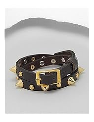 Saddle Brown Leather Bracelet In Brass