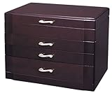 (日本製) 木製 アクセサリーボックス [ミラー付き/チェスト型] 4段 G-937R