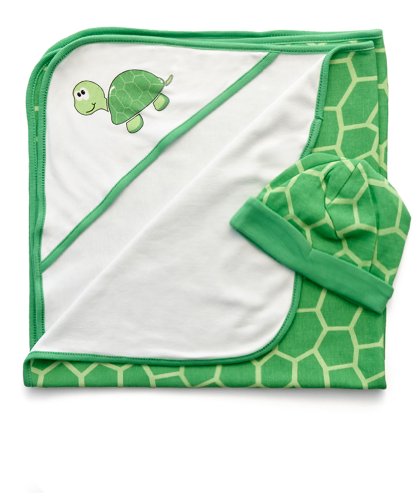 Leveret Hat & Blanket Set (6-12 Months, Turtle)