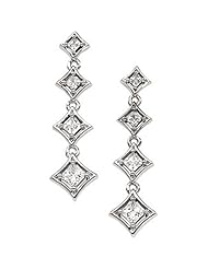 Pair of 14K White Gold Diamond Journey Earrings - 0.70 Ct. -- LIFETIME WARRANTY