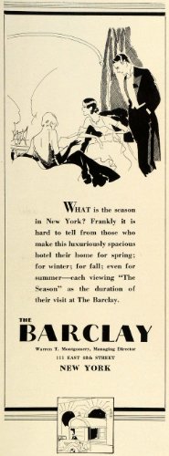 1932 Ad Inter-Continental Barclay Hotel Luxury Resort New York Art Deco Travel - Original Print Ad