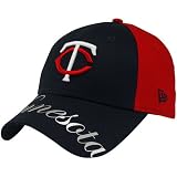 New Era Minnesota Twins Ladies Metallic Script Adjustable Hat - Navy Blue/Red