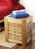 WALNUT WOOD CRISS CROSS EFFECT LAUNDRY BASKET W/HINGED LID
