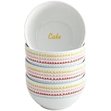 Cake Boss Serveware 4-Piece Porcelain Ice Cream Bowl Set, "Icing and Quotes"