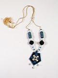 Fête des Mères idée cadeaux Ensemble de bijoux fait main coloré Fait de jute Collier avec pendentif Composée et boucles d'oreilles - Bleu - Un beau cadeau de Noël pour les filles