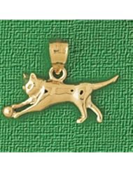 Dazzlers Solid 14k Gold Cat Playing With Ball Charm Pendant Available in three colors from jewelsberry (weights: 1.5 grams only)