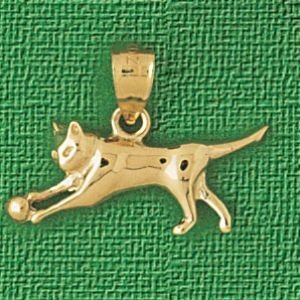 Cheap Girls Jewelry Dazzlers Solid 14k Gold Cat Playing With Ball Charm Pendant Available in three colors from jewelsberry (weights: 1.5 grams only) For Sale