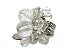 Eve X-Large Ice/Clear Beaded Fashion Ring on Unique Beaded Stretch Band Silver Tone