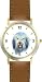 Old English Sheepdog JP Dog - WATCHBUDDY&reg; DELUXE TWO-TONE THEME WATCH - Arabic Numbers - Brown Leather Strap-Size-Large ( Men's Size or Jumbo Women's Size )