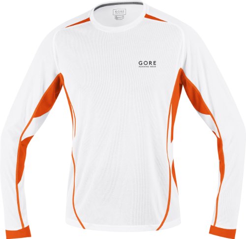 GORE RUNNING WEAR Herren LONG Shirt AIR 2.0, white/blaze orange, XL Preisvergleich