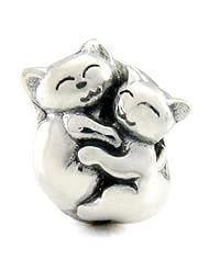 Ohm Sterling Silver Hugging Kitties Cats Bead Charm