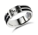 Rubber and Scorpio Mens Stainless Steel Ring