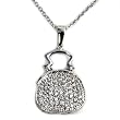 Sterling Silver CZ Necklaces - Purse - Chain: 17"/ Height: 24mm