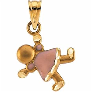 14kt Yellow Gold Little Girl Enamel Pendant