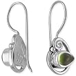 Sterling Silver Cabochon Peridot Dangle Earrings by Sajen