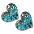 Murano Style Glass Gold Foil Turquoise and Orange Hearts For Earrings (2)
