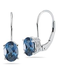 12.50 Cts of 14x10 mm Oval AAA London Blue Topaz Stud Earrings in 14K White Gold