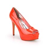 Peep Toe Platform High Heel Stiletto Pump Orange Neon