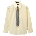 set includes one shirt and button-in tie in matching colors