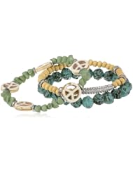 Steve Madden Peace Sign Mixed Bead Stretch Bracelet Set, 7.5"